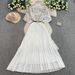 Women's Luxurious Sequined V Neck Dress High End French Elegance Fitted Waist Pleated Long Skirt Casual Elegant Summer Style_ecoleips.com