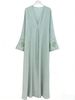 Floral Print Long Sleeve Midi Dress With Ruffle Sleeves, Light Green Bohemian Dress For Women_ecoleips.com