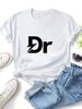 Women Cool Lightning Dr Letter Graphic T Shirt Round Neck Loose Streetwear Minimalist Summer Casual Tops_ecoleips.com