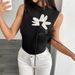 European And American Women's Clothing New Slim Heavy Three Dimensional Flower Knitting Tanks_ecoleips.com