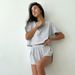 Autumn Knitted Striped Pajamas Loose Short Sleeves Shorts Set Fashion Exterior Loungewear Women_ecoleips.com