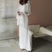 Women's French Style Fishtail Dress Square Neckline Spliced Mesh Sheer Flared Sleeves Slim Waist Solid Color 2026 New_ecoleips.com