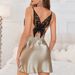 Simulated Silk Camisole Skirt For Spring And Summer, Sexy And Seductive, Fashionable, Backless, Butterfly Back, Home Silk Slip Nightgown For Women_ecoleips.com