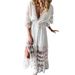Fashion V Neck Lace Tassel Dress European And American Style Bohemian Holiday Long Dress For Women_ecoleips.com