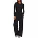 New Arrival Women's Solid Color Casual Set Top High Waisted Wide Leg Pants Sportswear Long Sleeved High Waist Wide Leg_ecoleips.com