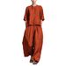 3D Textured Linen Lounge Set Oversized Top Wide-Leg Pants Women's Clothing S-4XL 6 Earth Tones_ecoleips.com