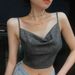 cross-border Foreign Trade European And American Women's Clothing: Casual Off-shoulder Glittery Mini Tank Top,_ecoleips.com