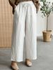 Suitable For All Seasons Wide-Leg 2025 Summer New Fashion Versatile Solid Color Linen Elastic Waist Drawstring Casual Pants For Women_ecoleips.com