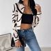 Elegant Women's Abstract Print Cardigan Top Fashion Casual Autumn/Winter New Style_ecoleips.com