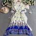 Women's Clothing Ethnic Retro Printed V Neck Short Sleeved Dress For Women In Summer With Drawstring Waist And Slimming Irregular Long Skirt_ecoleips.com
