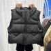 Women's Lightweight Hooded White Goose Down Vest, Oversized Short Puffer Jacket, Casual Zip-Up Outerwear For Fall & Winter_ecoleips.com