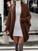 Women's Elegant Batwing Sleeve Knit Cardigan – Soft Polyester Blend Oversized Open Front Long Sleeve Fall Winter Coat Casual Chic Layering Piece_ecoleips.com