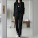 Women's Casual Suit Spring/Autumn/Winter Collection Color Blocked Striped Stand up Collar Zip up Jacket with Drawstring Straight Leg Trousers_ecoleips.com