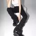 Pleated Elastic Black High-Waisted Jeans For Women, Spring New American High Street Style, Flared Washed Long Pants_ecoleips.com