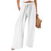 Women's Clothing New Loose Casual Trousers Solid Color Drawstring Bohemian Beach Pants_ecoleips.com