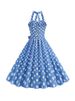 Women's Vintage High-Waist Polka Dot Party Dress Summer 50s Style Robe Beachwear Large Size Female Clothing With Belt_ecoleips.com