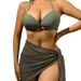 Women's Clothing Sexy Bikini Three Piece Gauze Skirt Swimsuit Bikini Net Celebrity Solid Color Swimsuit_ecoleips.com