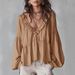 2026 Spring/Summer Cross-Border European And American Women's Fashion Casual Sweet Ruffled Puff Sleeve Pleated Shirt Top_ecoleips.com