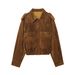 TRAFZA Women's Vintage Suede Bomber Jacket - Retro Faux Leather Coat With Lapel Collar & Pockets, Streetwear Fashion For Fall_ecoleips.com