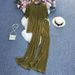 Women's Clothing Solid Color Pleated Short Sleeves + Long Pants_ecoleips.com