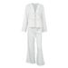 White Floral Print Sleeve Long Pants Loose Wearable Pajama Set European And American Autumn Cross-Border Homewear_ecoleips.com