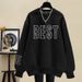 Women's Heavyweight Pure Cotton Oversized Crew Neck Sweatshirt Style Minimalist Fleece Lined Thickened Hoodless Trendy Top For Autumn Winter_ecoleips.com