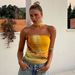 European And American Hot-Selling Women's 2025 Spring Summer New Fashion Printed Slim-Fit Tube Spicy Girl Ruched Top_ecoleips.com