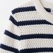 Breathable Color-Block Striped Knit Cardigan For Women, Textured Openwork Loose-Fit Short Sleeve Cover-Up_ecoleips.com