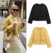 Women's Winter Plaid Cotton Coat With Single Button Closure Loose Fit Long Sleeve Round Neck Tunic Jacket Streetwear Fashion Outerwear_ecoleips.com