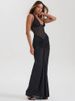Mozision Halter Backless Sexy Maxi Dress Women V Neck Off-shoulder Sleeveless Draped Ruched Bodycon Club Party Long Dress_ecoleips.com
