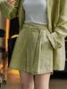 Suitable For All Seasons 【Just LUF】Korean Style Loose Slimming Wide-Leg Louvre Bermuda Summer Casual Shorts For Women With Draping Effect_ecoleips.com