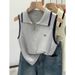 Women's Red Sleeveless Knitted Vest High-End Design Half Zip Collar Summer Outerwear Niche Top_ecoleips.com
