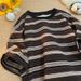 Summer New Striped Short Sleeve T-Shirt Digital Print Comfortable Loose Fit Casual Sports Top for Men And Women_ecoleips.com