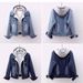 Women’s Slim Fit Denim Jacket With Detachable Hood – Trendy Spring/Autumn Long Sleeve Coat (Dark/Light Blue, S-5XL)_ecoleips.com