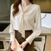 Elegant V-Neck Chiffon Blouse | Flowy Long Sleeve Shirt For Women (Solid Colors, Lightweight & Breathable)_ecoleips.com