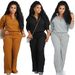 Women's Clothing Autumn And Winter Style Solid Color Loose Zipper Drawstring Pants Sports Two Piece Suit_ecoleips.com