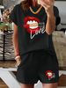 Women’s 2 Piece Outfit Set – Oversized Graphic T-Shirt And Biker Shorts Matching Set, Casual Summer Lounge Tracksuit For Daily Wear-359_ecoleips.com