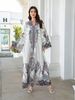 Women's Long Robe Dress Abaya, Stand Collar Design, Printed Embellished Beaded New Style, Cross-Border Muslim Fashion_ecoleips.com