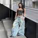 Spring Summer 2027 Fashion American Vintage Hio-Hop Light Blue Jeans Women Cotton High Waist Broken Hole Straight Type Washed Denim Pants S-3XL_ecoleips.com