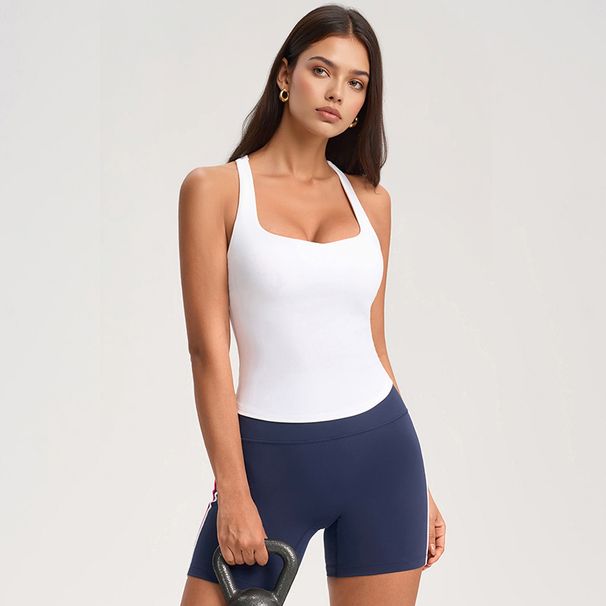 Racerback U Back Seamless Yoga Tank Top With Pads_ecoleips.com