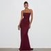 Women's Elegant Long Dress Solid Color Sleeveless Strapless Lace Up Backless Design Summer_ecoleips.com