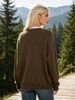 Coffee Brown Pit Rib Knit Cardigan, Loose Lightweight Breathable Soft Skin-touch Long Sleeve Round Neck Button Knit Jacket_ecoleips.com