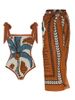 Women's Clothing Two Piece Skirt Multi Color Print Sexy Bikini Set_ecoleips.com
