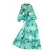Women's French Style Chiffon Top And High-Waisted Pants Set with Tie Waist Lantern Sleeves Print Half-Length Design_ecoleips.com