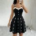 Button Front Knit Sweater Dress Women's Contrast Strap V-Neck A-Line Midi Skater Dress Casual Summer Daily Party Knitted Dress_ecoleips.com