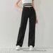 Black Rhinestone Design Straight Leg Jeans for Women Casual Slimming Versatile Autumn Winter Hot Item_ecoleips.com