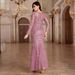 Women's Clothing Long Sleeved Round Neck Back Zipper Fishtail Skirt Banquet Evening Dress Female Spot_ecoleips.com