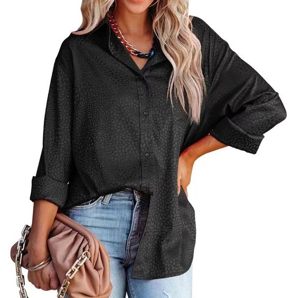 Women's Comfortable Satin Speckled Print Long Sleeve Loose Fit Blouse – Casual Spring Shirt 2026_ecoleips.com