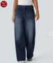 Women’s Vintage Washed Baggy Jeans – 90s Retro Wide-Leg Denim Pants (Light Blue/Navy/Indigo, Sizes S-2XL, Mid-Rise Relaxed Fit)_ecoleips.com