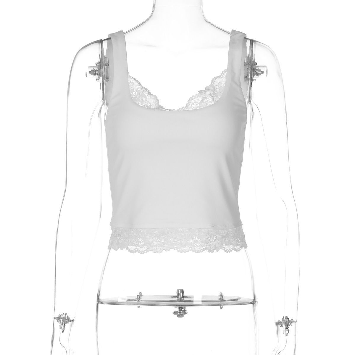 Women's Trendy Short Vest Top Sexy Lace Trim Versatile Solid Color European American Style Hot Girl Style_ecoleips.com